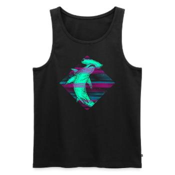 Vaporwave Hammerhead Shark - Men's Premium Organic Tank Top - black - Front - Michal (187cm)