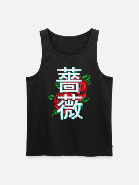 Roses with Japanese characters - Men's Premium Organic Tank Top - black
