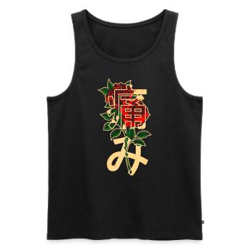 Roses with Japanese characters - Men's Premium Organic Tank Top - black - Front - AI Model Male 178 light (178cm)