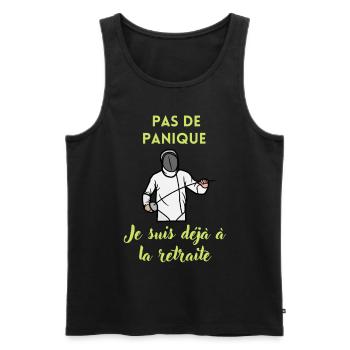 Pas de panique je suis déjà à la retraite - Débardeur bio Premium Homme - noir - Devant - AI Model Male 178 light (178cm)