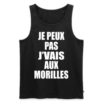 J’peux pas j’vais aux morilles - Débardeur bio Premium Homme - noir - Devant - Michal (187cm)