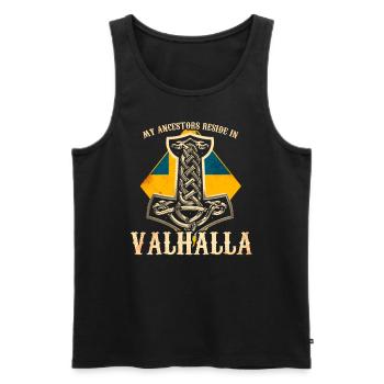 My ancestors reside in - Sweden - Men's Premium Organic Tank Top - black - Front - AI Model Male 178 light (178cm)