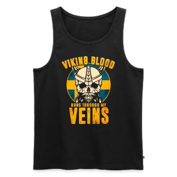 Wikinger Blut fliesst durch meine Adern - Schweden - Männer Premium Bio Tank Top - Schwarz - Vorne - Michal (187cm)