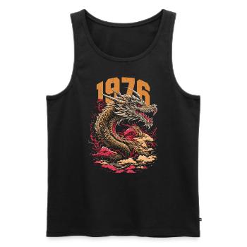 1976 Vintage Dragon zodiaque chinois - Débardeur bio Premium Homme - noir - Devant - Michal (187cm)