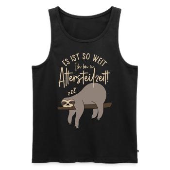 Faultier Es ist so weit Ich bin in Altersteilzeit - Männer Premium Bio Tank Top - Schwarz - Vorne - AI Model Male 178 light (178cm)