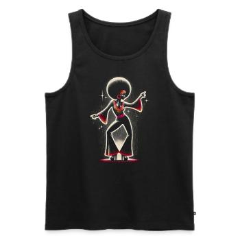 Mädchen mit Afro tanzt zu Disco Musik - Männer Premium Bio Tank Top - Schwarz - Vorne - AI Model Male 178 light (178cm)