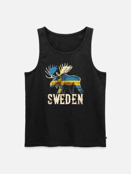 Moose with Sweden flag - Men's Premium Organic Tank Top - black