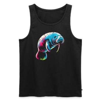 Seekuh Manatee - Männer Premium Bio Tank Top - Schwarz - Vorne - Michal (187cm)