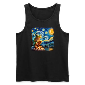 Vincent van Gogh Sternennacht Gemälde mit Frosch - Männer Premium Bio Tank Top - Schwarz - Vorne - AI Model Male 178 light (178cm)
