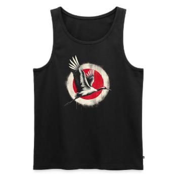 Drapeau de la grue japonaise - Débardeur bio Premium Homme - noir - Devant - Michal (187cm)