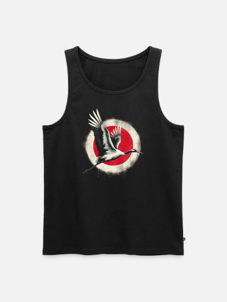 Kranich Japan Flagge - Männer Premium Bio Tank Top - Schwarz