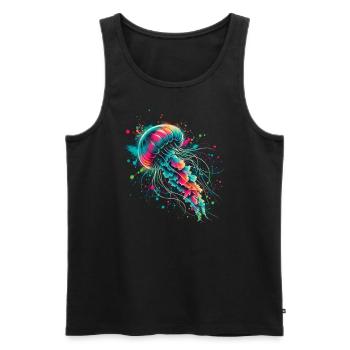 Bunte Qualle - Männer Premium Bio Tank Top - Schwarz - Vorne - Michal (187cm)
