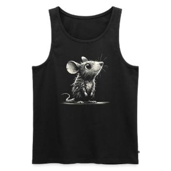 Souris Rat mignonne - Débardeur bio Premium Homme - noir - Devant - AI Model Male 178 light (178cm)