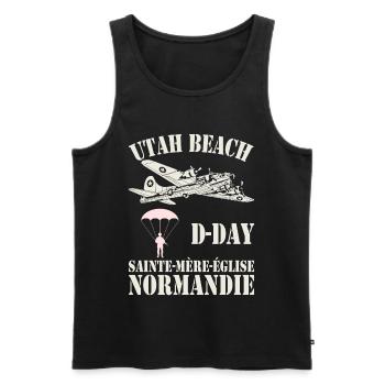 Utah Beach D-Day Sainte-Mère-Église - Débardeur bio Premium Homme - noir - Devant - AI Model Male 178 light (178cm)