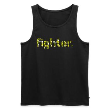 fighter. camouflage yellow - Men's Premium Organic Tank Top - black - Front - AI Model Male 178 light (178cm)