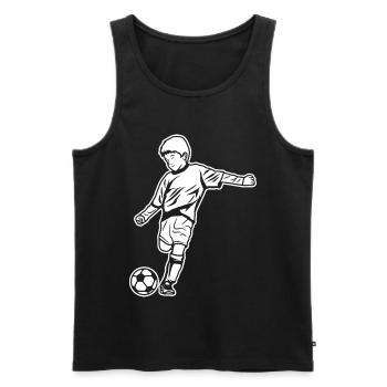 Dessin de garçon de football - Débardeur bio Premium Homme - noir - Devant - Michal (187cm)