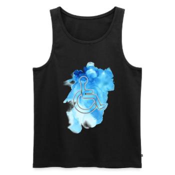 Wheelchair symbol with blue background # - Men's Premium Organic Tank Top - black - Front - AI Model Male 178 light (178cm)