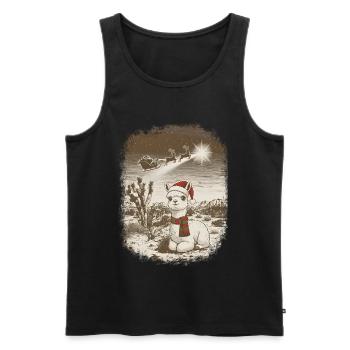 Süßes Weihnachts-Alpaka + Santa + Rentierschlitten - Männer Premium Bio Tank Top - Schwarz - Vorne - Michal (187cm)