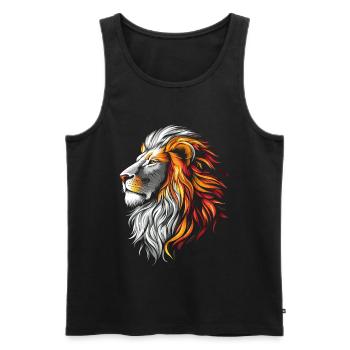 Lion Colorful Lion Head Predator White Gold Art - Men's Premium Organic Tank Top - black - Front - Michal (187cm)