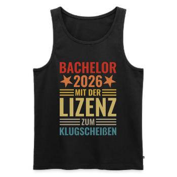 Licence 2026 avec licence pour être malin - Débardeur bio Premium Homme - noir - Devant - AI Model Male 178 light (178cm)
