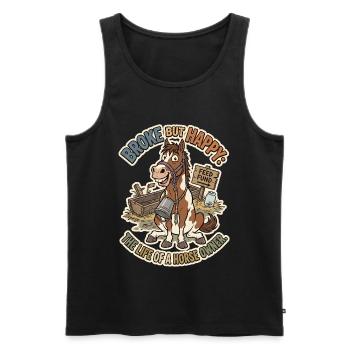 Broke but Happy - Funny Horse Owner Gift - Men's Premium Organic Tank Top - black - Front - Michal (187cm)