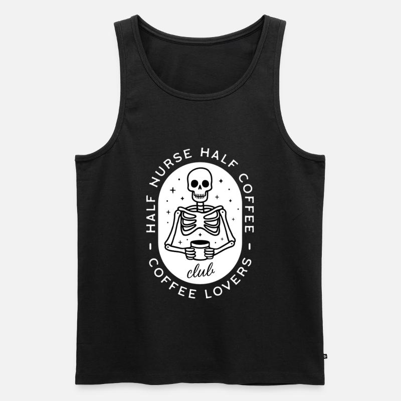 Krankenschwester Kaffee pflegt dunklen Humor-Skelett - Männer Premium Bio Tank Top - Schwarz