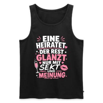 Eine heiratet. Der Rest glänzt nur mit Sekt - Männer Premium Bio Tank Top - Schwarz - Vorne - Michal (187cm)