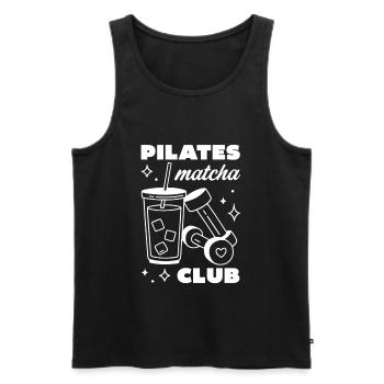 Club des amateurs de latte Pilates et matcha - Débardeur bio Premium Homme - noir - Devant - AI Model Male 178 light (178cm)