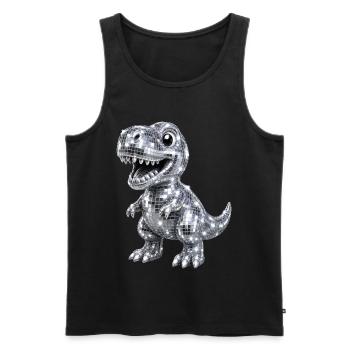 Mignons Dino T-Rex Disco Paillettes 80s et 90 - Débardeur bio Premium Homme - noir - Devant - AI Model Male 178 light (178cm)