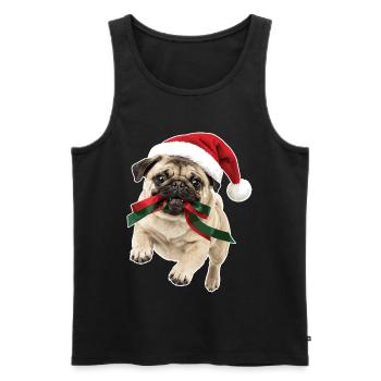 Verspielter Weihnachts Mops - Männer Premium Bio Tank Top - Schwarz - Vorne - AI Model Male 178 light (178cm)