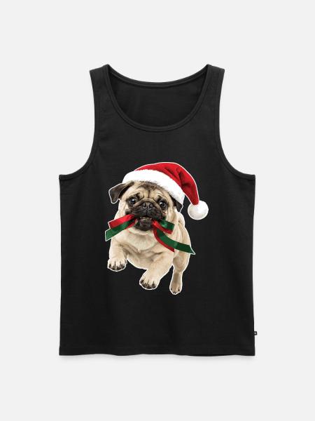 Verspielter Weihnachts Mops - Männer Premium Bio Tank Top - Schwarz