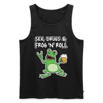 Sex Drugs and Frog N' Roll - Männer Premium Bio Tank Top - Schwarz - Vorne - Michal (187cm)