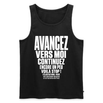 T-shirt Golf Humour Avancez Vers Moi Swing  - Débardeur bio Premium Homme - noir - Devant - Michal (187cm)