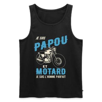 papou et motard l'homme parfait - Débardeur bio Premium Homme - noir - Devant - Michal (187cm)