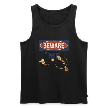 Méfiez-vous de moi : Méfiez-vous de moi sans café du matin - Débardeur bio Premium Homme - noir - Devant - AI Model Male 178 light (178cm)
