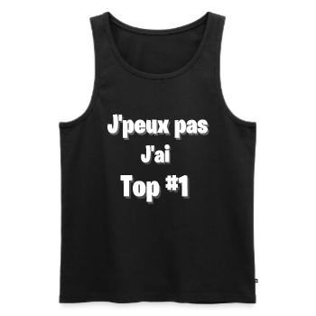 j'peux pas j'ai top 1 - humour- battle royale - Débardeur bio Premium Homme - noir - Devant - Michal (187cm)