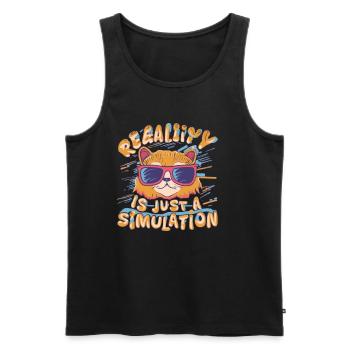 Realitiät Ist Nur Eine Simulation - Männer Premium Bio Tank Top - Schwarz - Vorne - AI Model Male 178 light (178cm)