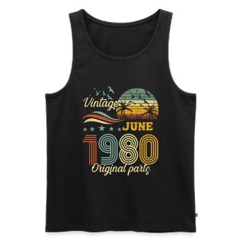 Vintage June 1980 Original Parts - Men's Premium Organic Tank Top - black - Front - Michal (187cm)