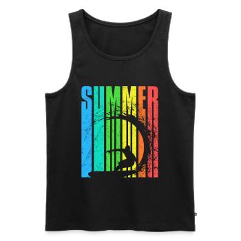 Surfin Summer 2023 colourful surfer - Men's Premium Organic Tank Top - black - Front - AI Model Male 178 light (178cm)
