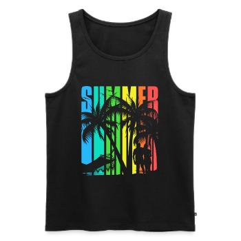 SUMMER Theme colourful Beach - Männer Premium Bio Tank Top - Schwarz - Vorne - Michal (187cm)