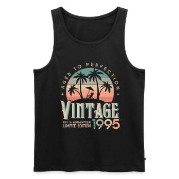 1995 Anniversary Gift Born 1995 - Men's Premium Organic Tank Top - black - Front - AI Model Male 178 light (178cm)