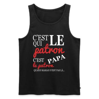 Wer der Chef ist, ist Papa, Vatertag - Männer Premium Bio Tank Top - Schwarz - Vorne - Michal (187cm)