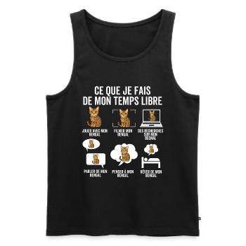 Ce que je fais de mon temps libre – Chat Bengal - Débardeur bio Premium Homme - noir - Devant - Michal (187cm)