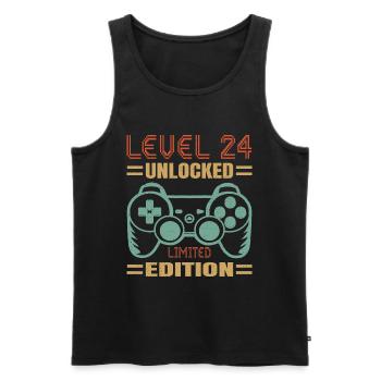 Geburtstag Level 24 freigeschaltet - Männer Premium Bio Tank Top - Schwarz - Vorne - Michal (187cm)