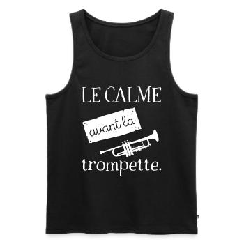 Le calme avant la trompette humourj eu de mots - Débardeur bio Premium Homme - noir - Devant - Michal (187cm)