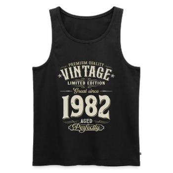 1982 Jahrgang geboren Vintage GeburtstagGeschenk - Männer Premium Bio Tank Top - Schwarz - Vorne - AI Model Male 178 light (178cm)