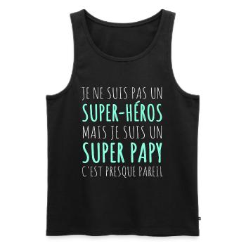 Papy super héros cadeau fête des grands-pères - Débardeur bio Premium Homme - noir - Devant - Michal (187cm)