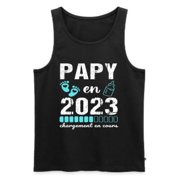Papy en 2023 annonce naissance cadeau futur papy - Débardeur bio Premium Homme - noir - Devant - Michal (187cm)