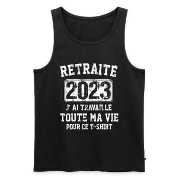Retraité 2023 humour retraite cadeau pour retraité - Débardeur bio Premium Homme - noir - Devant - Michal (187cm)