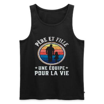 Père et fille une équipe pour la vie cadeau père - Débardeur bio Premium Homme - noir - Devant - Michal (187cm)